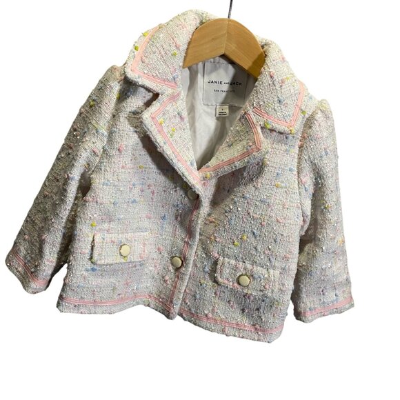 Janie And Jack Girls Tweed Blazer Size 5 White Pink Multicolor - Picture 2 of 4